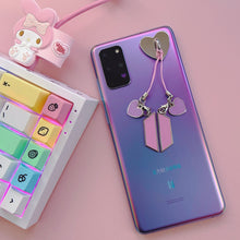 Load image into Gallery viewer, Phone Charm Hook with keychains on mobile phone with keyboard photo prop
